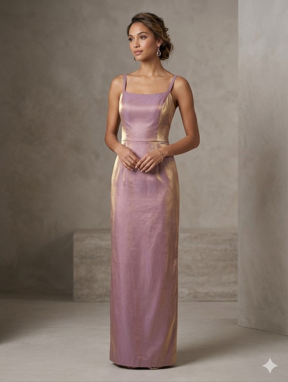 Alex Evenings Satin Slip Maxi Dress Mauve Pink Size 12